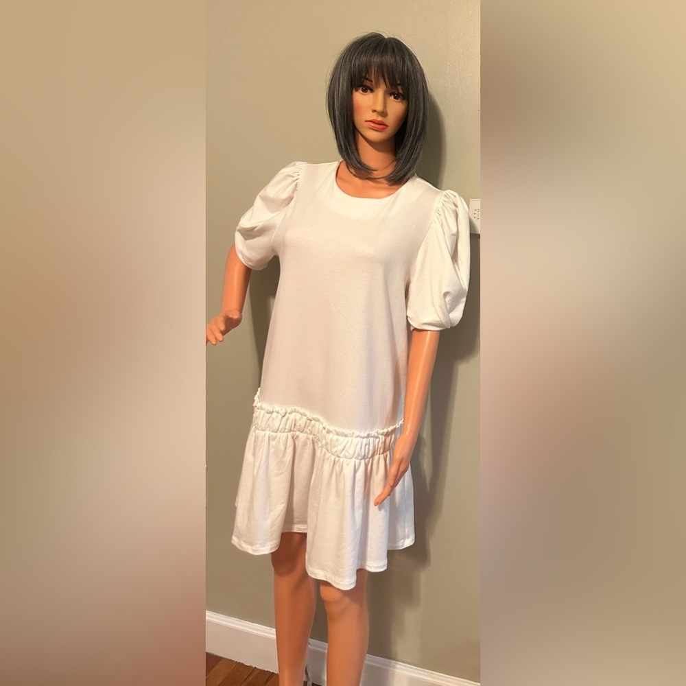 Enflish factory puff sleeve mini dress